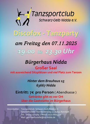 Discofox-Party beim TSC Nidda am 07.11.2025